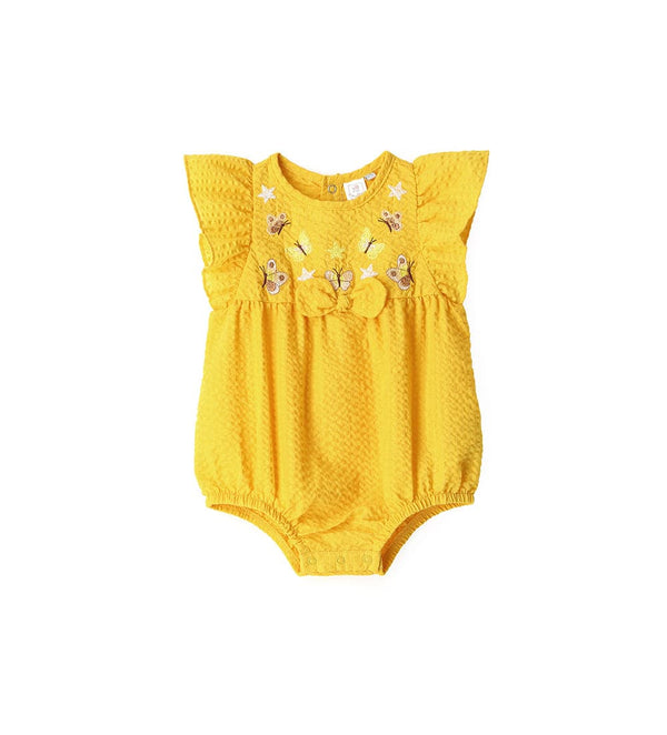 BUTTERFLY BLISS YELLOW NEWBORN ROMPER - Little Betty