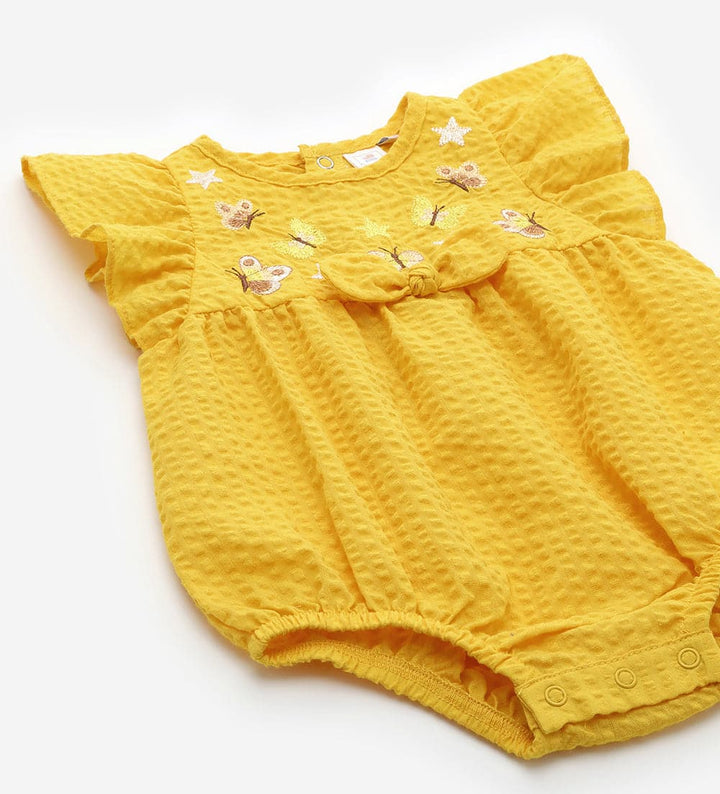 BUTTERFLY BLISS YELLOW NEWBORN ROMPER - Little Betty