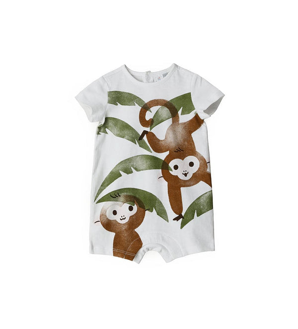 CHEERFUL SHORT SLEEVE COTTON ANIMAL PRINT ROMPER - Little Betty