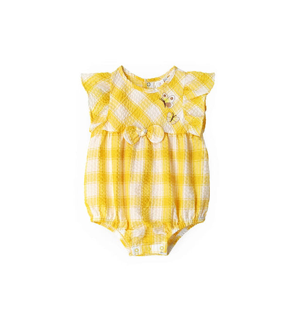 CHIC CHECKERED YELLOW INFANT ROMPER - Little Betty