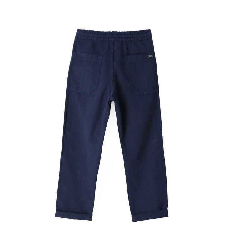 CLASSIC FIT LINEN-COTTON BOYS NAVY PANTS - Little Betty