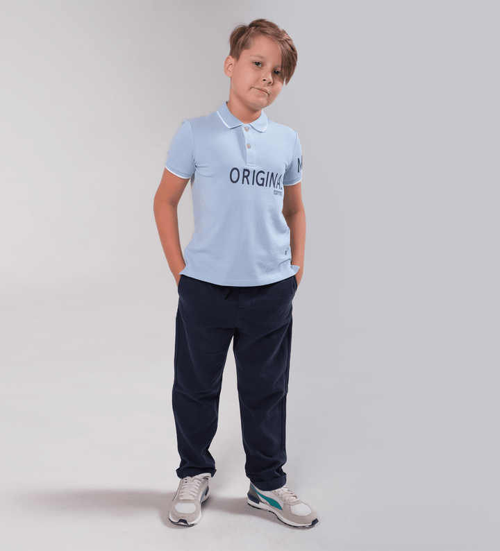 CLASSIC FIT LINEN-COTTON BOYS NAVY PANTS - Little Betty