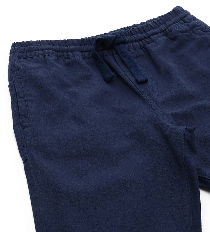 CLASSIC FIT LINEN-COTTON BOYS NAVY PANTS - Little Betty