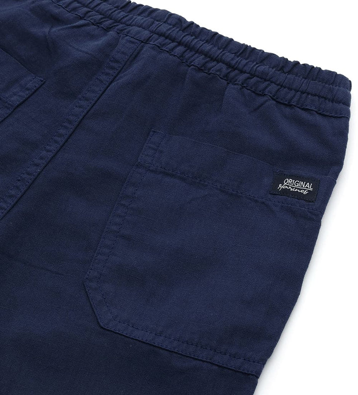 CLASSIC FIT LINEN-COTTON BOYS NAVY PANTS - Little Betty