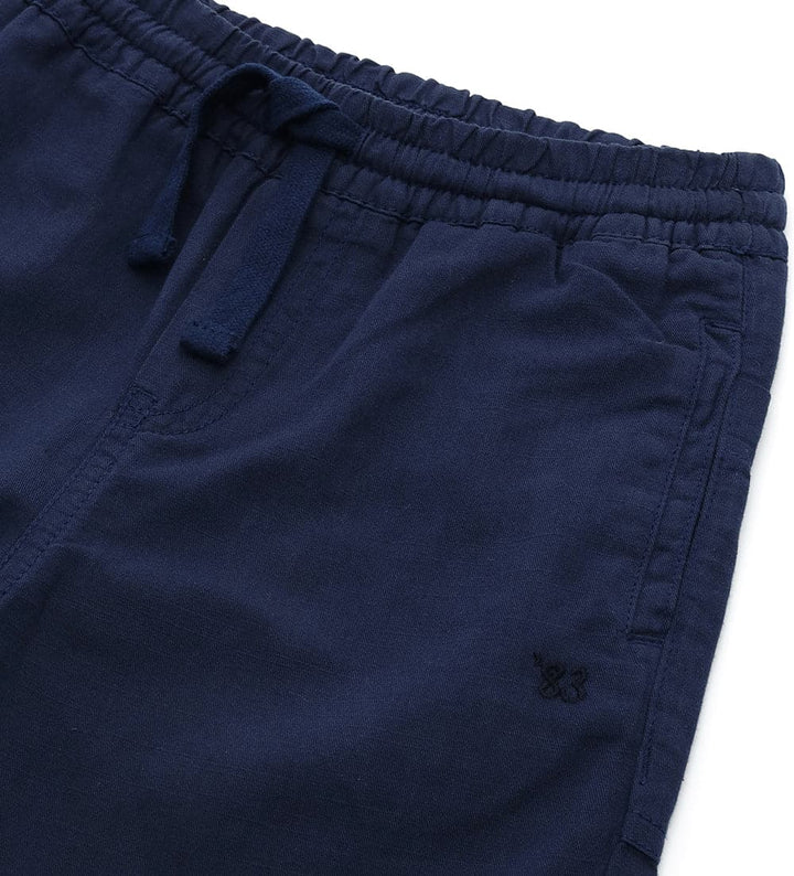 CLASSIC FIT LINEN-COTTON BOYS NAVY PANTS - Little Betty