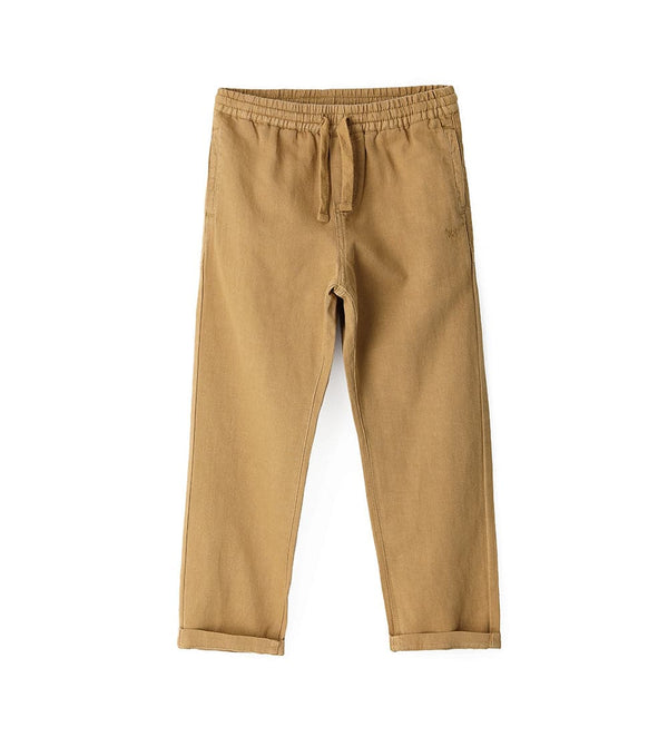 CLASSIC FIT MUSTARD COTTON - LINEN PANTS FOR BOYS - Little Betty