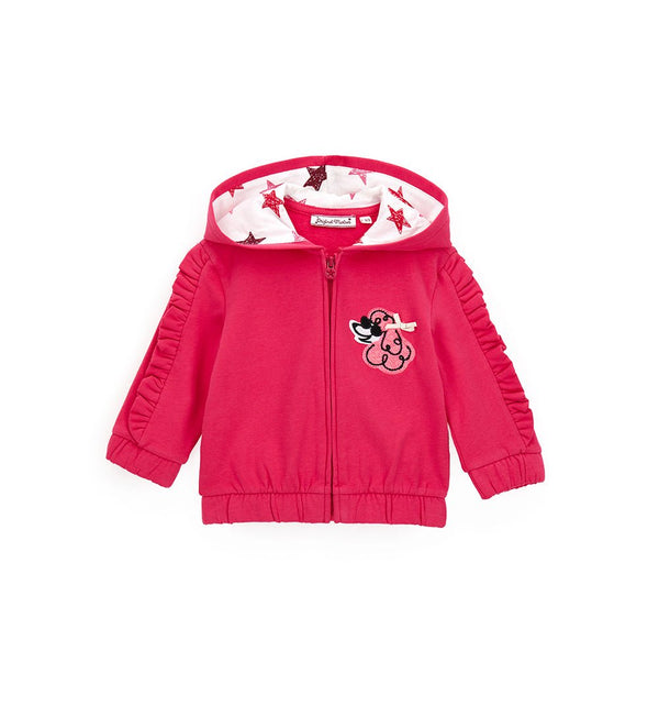 COMFY RED RUFFLE COTTON TODDLER GIRL ZIP UP HOODIE 