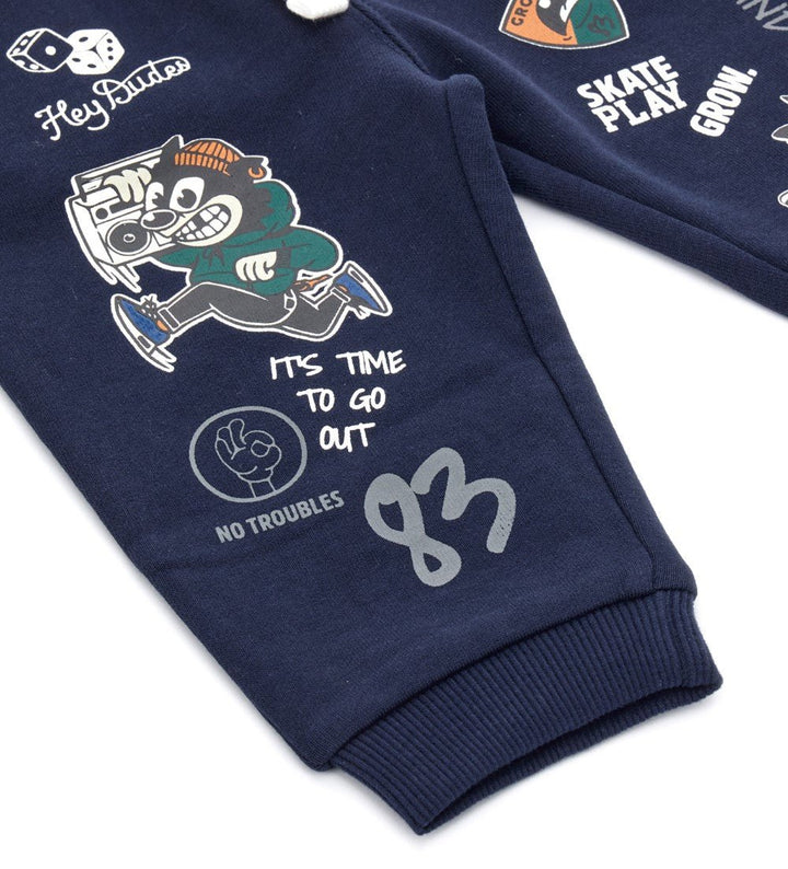 CONTRAST COTTON FLEECE TODDLER BOY SWEATPANTS - Little Betty