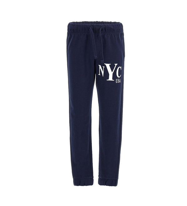 CONTRAST PRINT FLEECE SWEATPANTS   - BOYS NAVY PANTS - Little Betty