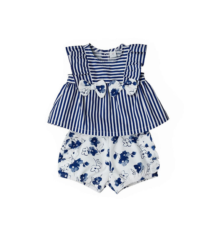 COTTON FLORAL RUFFLE BLOUSE & SHORTS NEWBORN SET- Little Betty