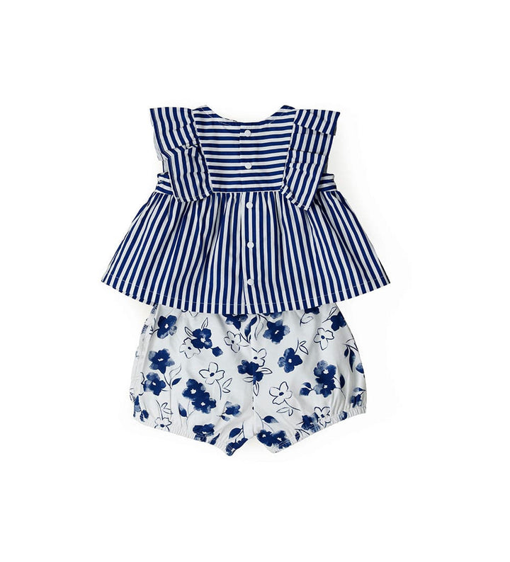 COTTON FLORAL RUFFLE BLOUSE & SHORTS NEWBORN SET- Little Betty
