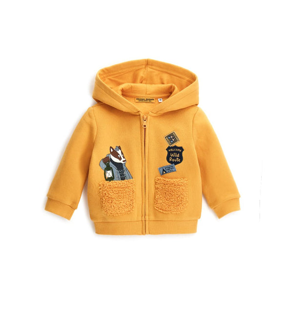 COZY FAUX FUR COTTON TODDLER BOY ZIP UP HOODIE - Little Betty