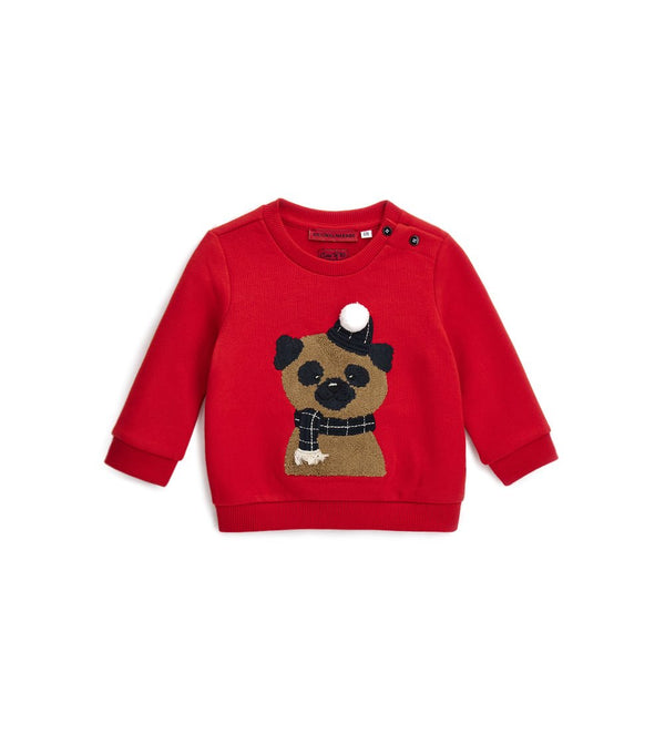 COZY TEDDY BEAR TODDLER BOY CREW NECK SWEATSHIRT IN WARM COTTON - Little Betty
