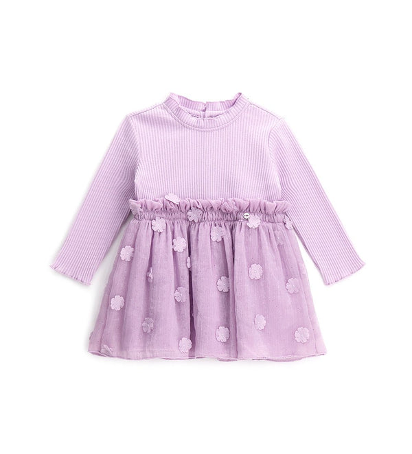 ELEGANT FLOWER RIBBED BABY GIRL DRESS - Little Betty