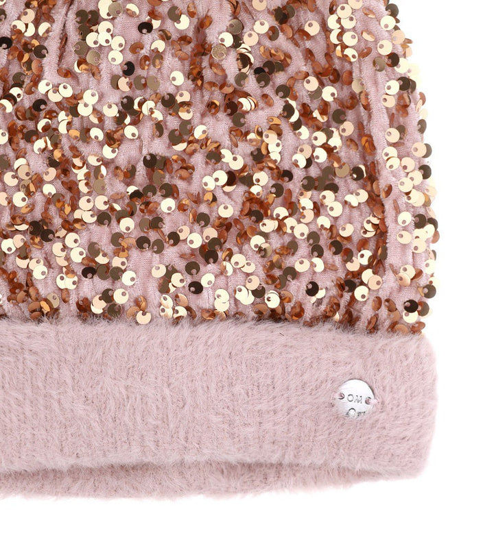 ELEGANT PINK SEQUIN POM BEANIE - GIRLS HATS - Little Betty