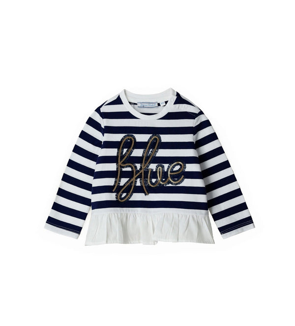 FEELING BLUE NAVY STRIPED LONG SLEEVE TEE - BABY GIRL T SHIRTS - Little Betty