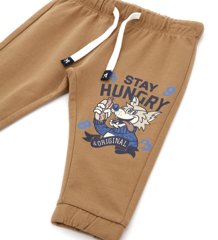 FUNNY CONTRAST 100% COTTON FLEECE BABY BOY PANTS - Little Betty