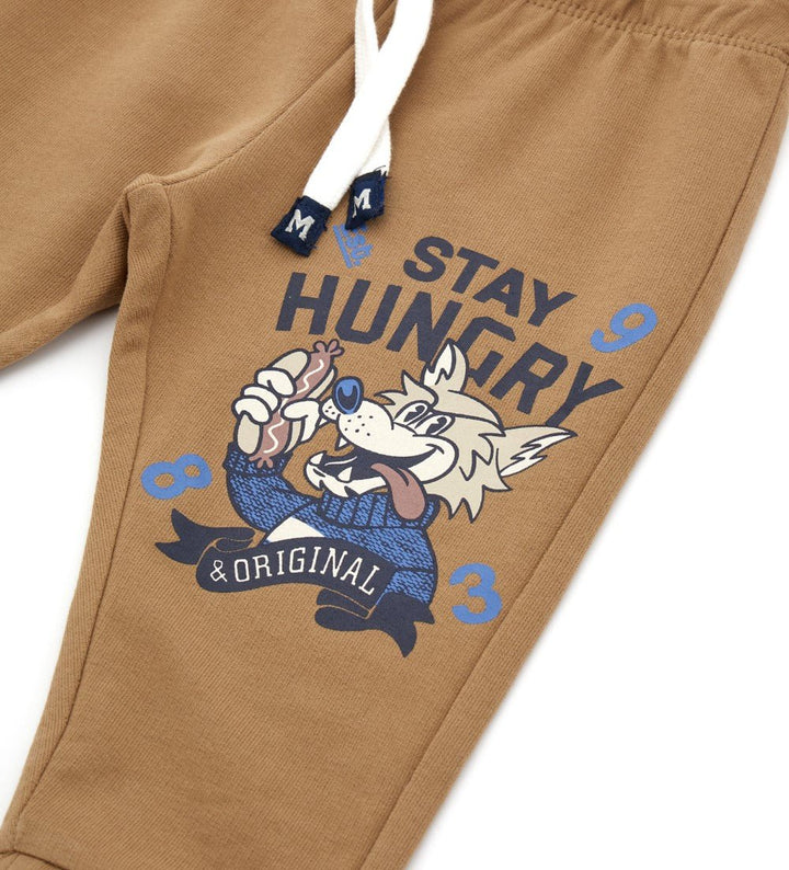 FUNNY CONTRAST 100% COTTON FLEECE BABY BOY PANTS - Little Betty