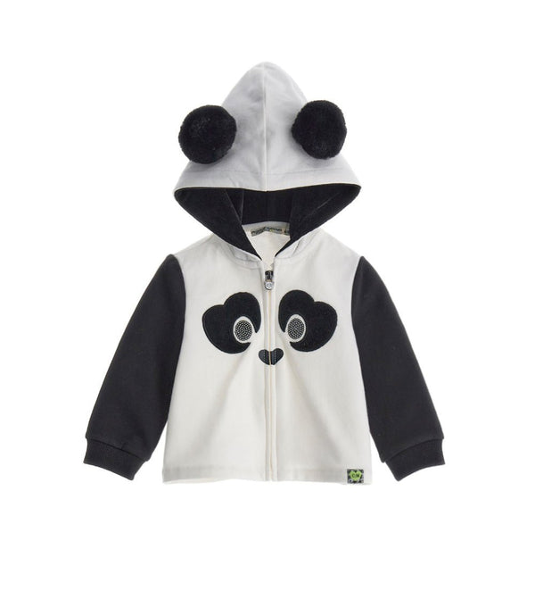 FUNNY COTTON TODDLER GIRL ZIP UP HOODIE WITH POMPOM - Little Betty