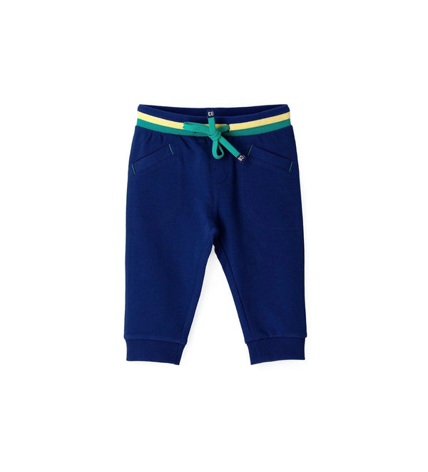 FUN STRIPES COTTON FLEECE DRAWSTRING BABY BOY PANTS - Little Betty