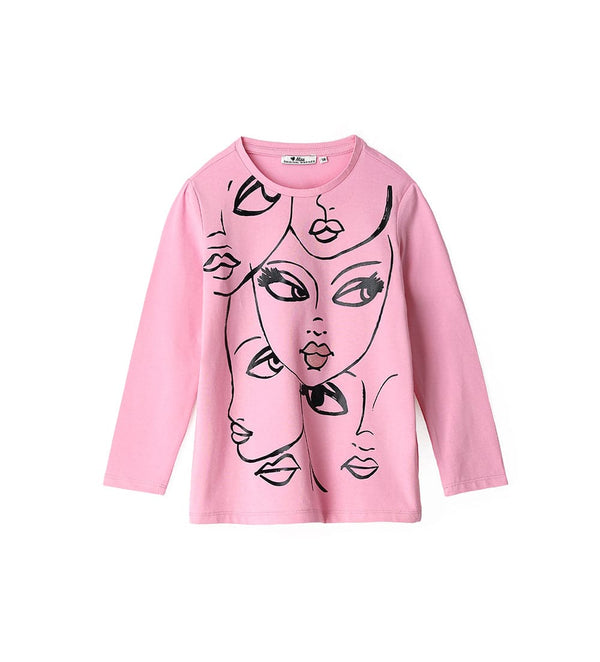 GLIMMER GIRL COTTON TEE IN PINK - GIRLS LONG SLEEVE SHIRTS