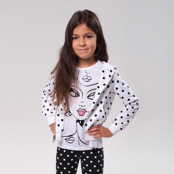 GLIMMER GIRL COTTON TEE IN WHITE - GIRLS LONG SLEEVE SHIRTS - Little Betty