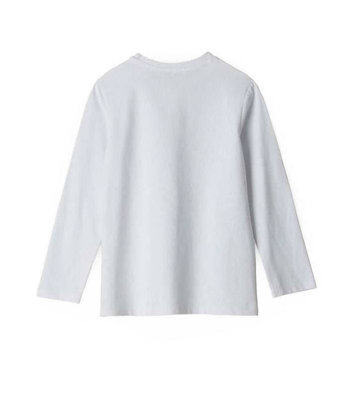 GLIMMER GIRL COTTON TEE IN WHITE - GIRLS LONG SLEEVE SHIRTS - Little Betty