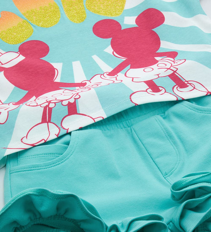 GLITTER LOVE RUFFLE TOP & SHORTS GIRLS 2-PIECE SET - Little Betty