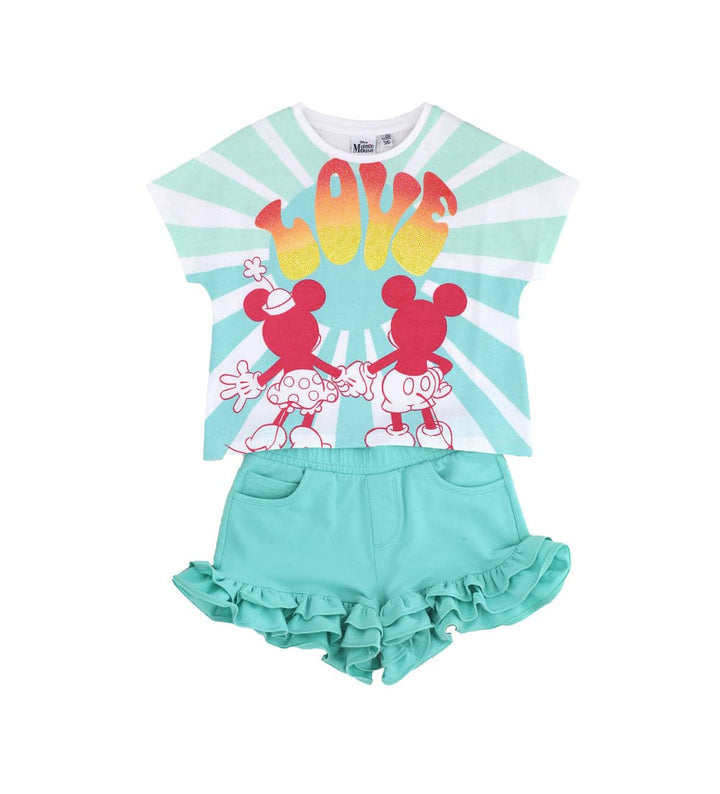 GLITTER LOVE RUFFLE TOP & SHORTS GIRLS 2-PIECE SET - Little Betty