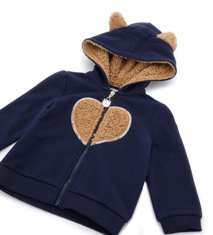 HEART EYE-CATCHING COTTON TODDLER GIRL ZIP UP HOODIE - Little Betty