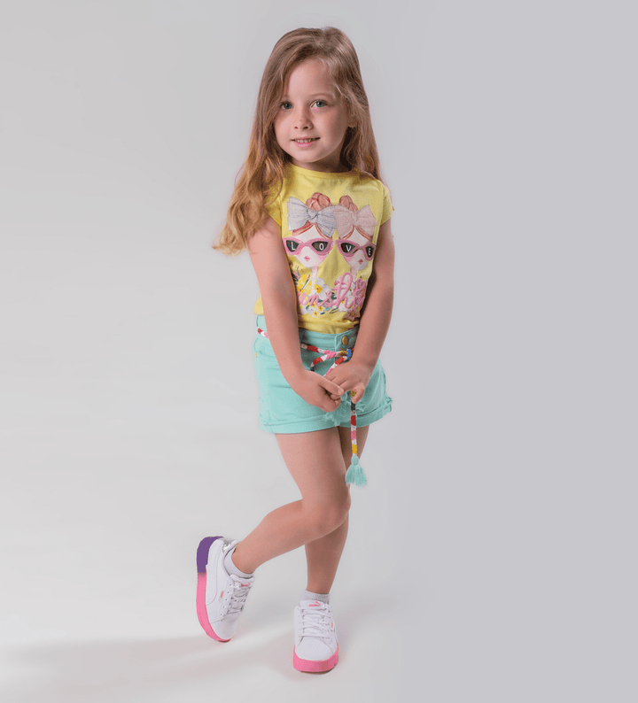 LOVE SUNSHINE GLITTER & SEQUINS GIRLS SHORT SLEEVE SHIRT - Little Betty