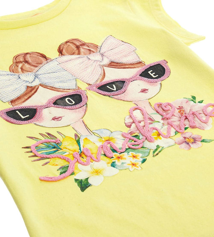 LOVE SUNSHINE GLITTER & SEQUINS GIRLS SHORT SLEEVE SHIRT - Little Betty