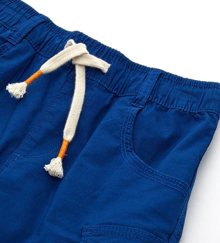 NAVY COTTON CARGO SHORTS FOR BOYS WITH LARGE POCKETS - Little Betty