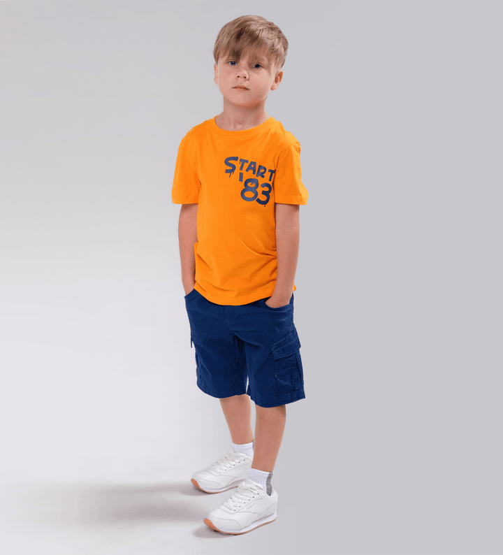 NAVY COTTON CARGO SHORTS FOR BOYS WITH LARGE POCKETS - Little Betty