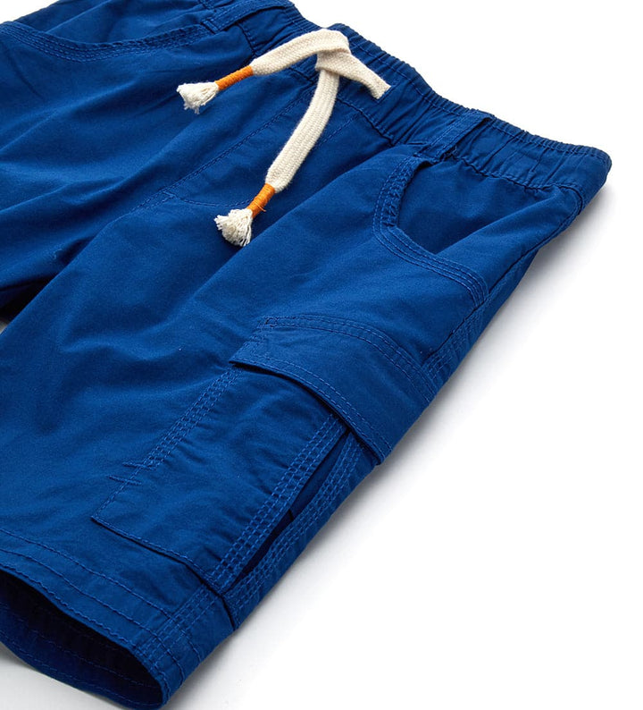 NAVY COTTON CARGO SHORTS FOR BOYS WITH LARGE POCKETS - Little Betty