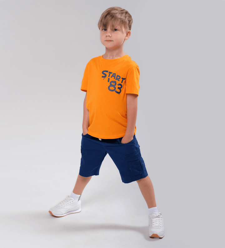 NAVY COTTON CARGO SHORTS FOR BOYS WITH LARGE POCKETS - Little Betty