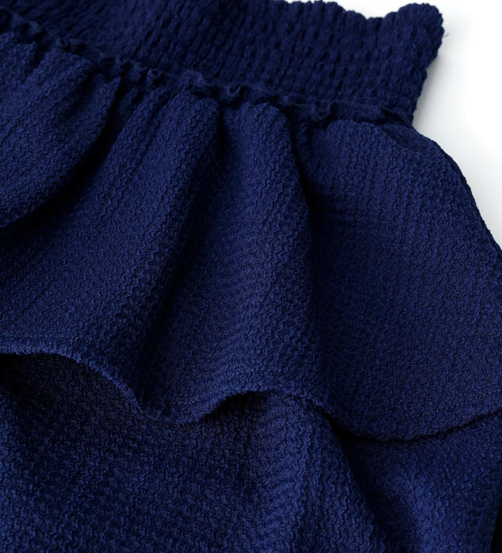 NAVY GIRLS RUFFLE SKIRT WITH ELASTIC WAIST - Little Betty