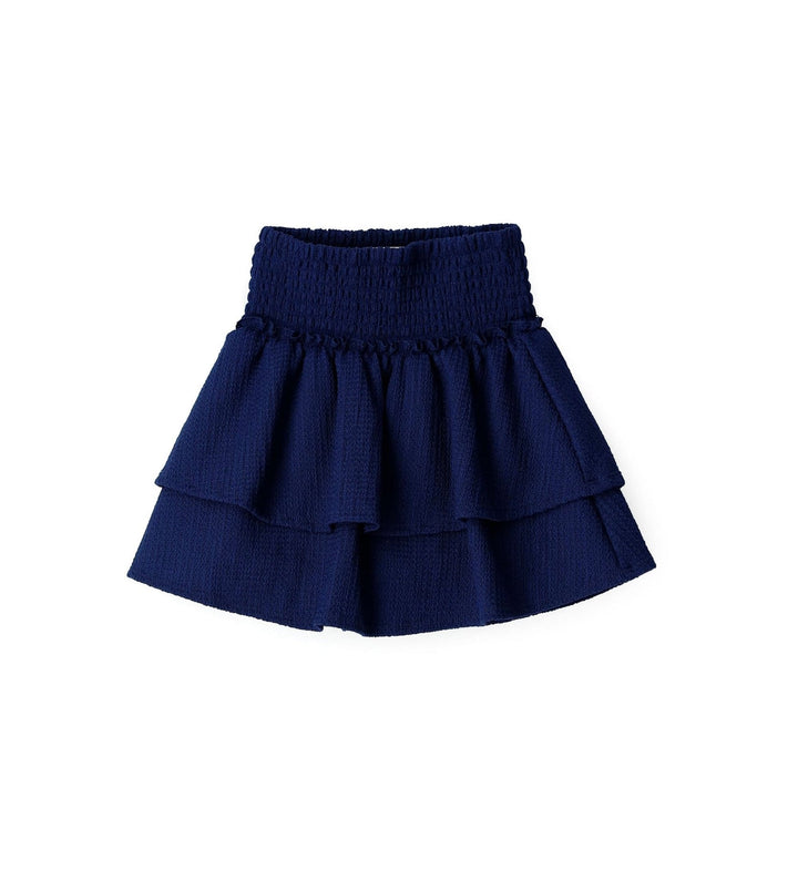 NAVY GIRLS RUFFLE SKIRT WITH ELASTIC WAIST - Little Betty