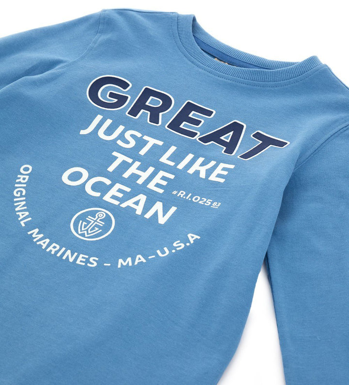 OCEAN VIBES TEE WITH ROUND NECK - BOYS LONG SLEEVE SHIRTS - Little Betty