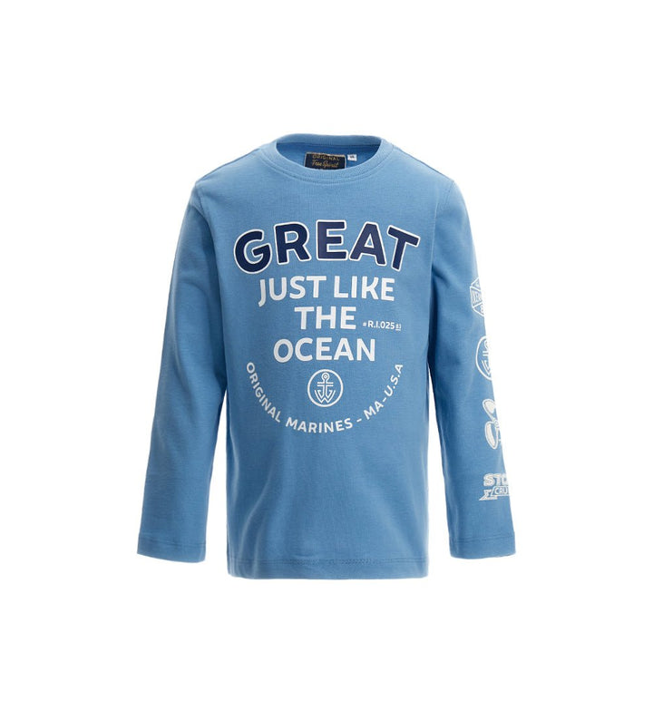 OCEAN VIBES TEE WITH ROUND NECK - BOYS LONG SLEEVE SHIRTS - Little Betty