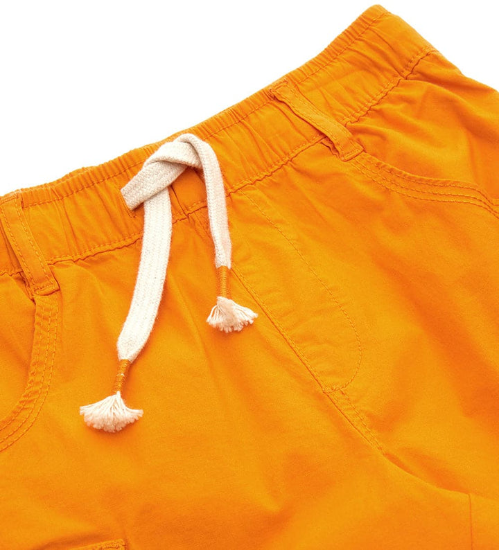 ORANGE COTTON BOYS CARGO SHORTS WITH LARGE POCKETS - Little Betty