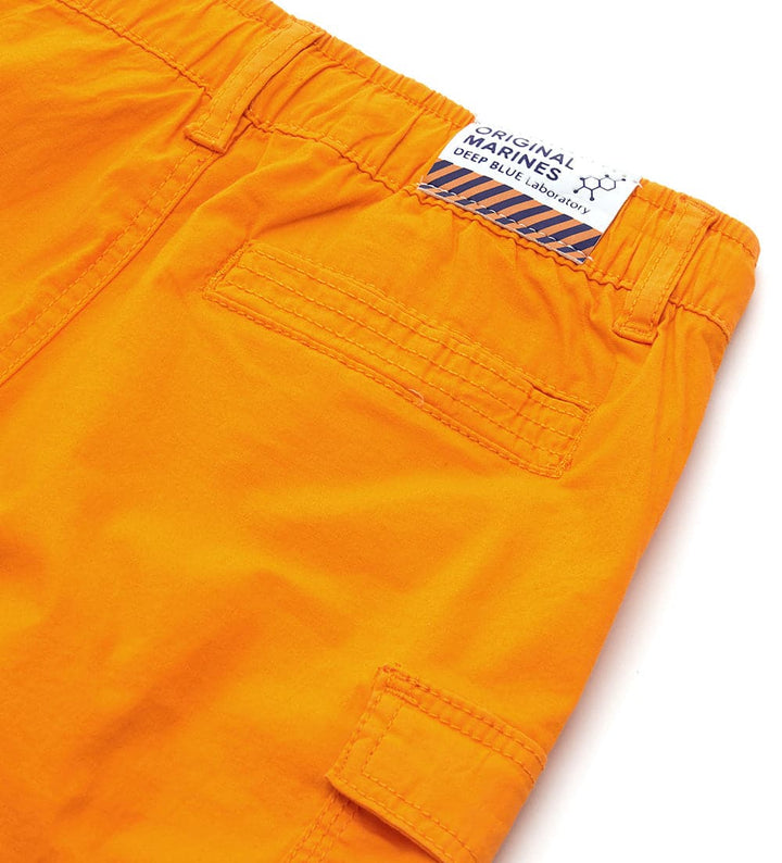 ORANGE COTTON BOYS CARGO SHORTS WITH LARGE POCKETS - Little Betty