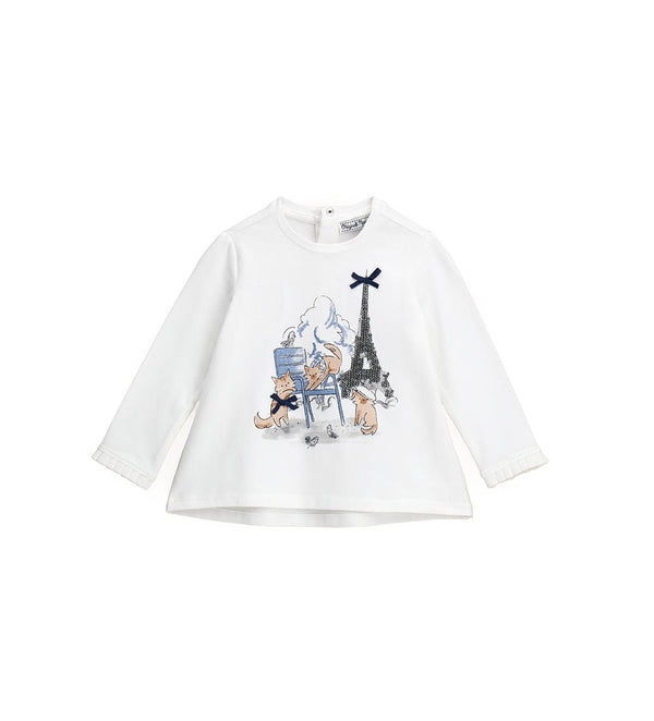 PARISIAN SUMMER COTTON TEE - TODDLER GIRL LONG SLEEVE SHIRTS - Little Betty