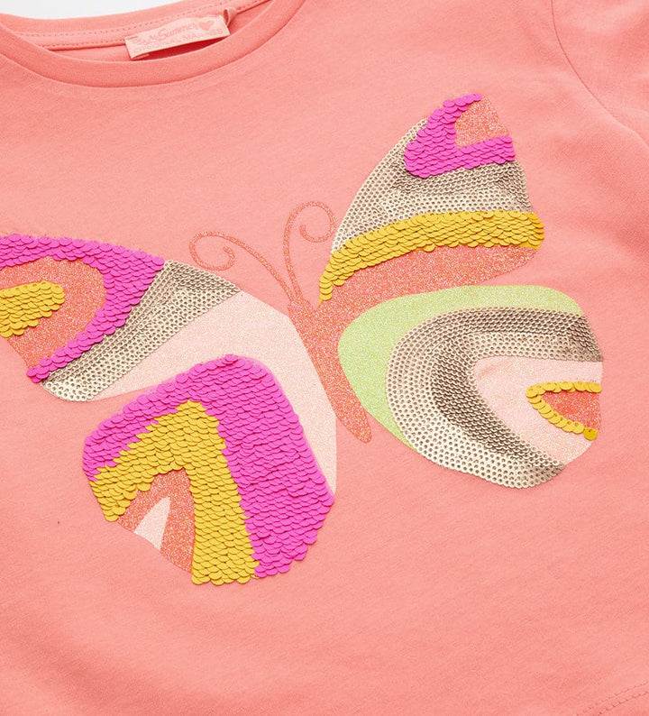 PINK SEQUIN BUTTERFLY CROP TOP FOR GIRLS - Little Betty