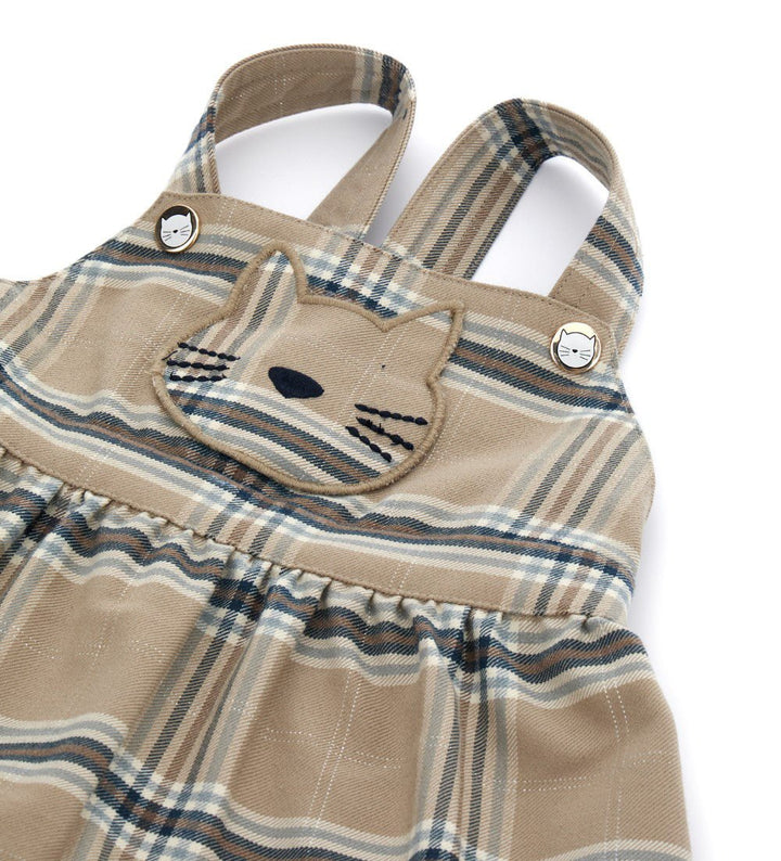 PLAYFUL CAT SNAP BABY GIRL OVERALLS - Little Betty