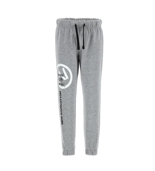 PRINTED CONTRAST COTTON FLEECE GRAY SWEATPANTS BOYS - Little Betty