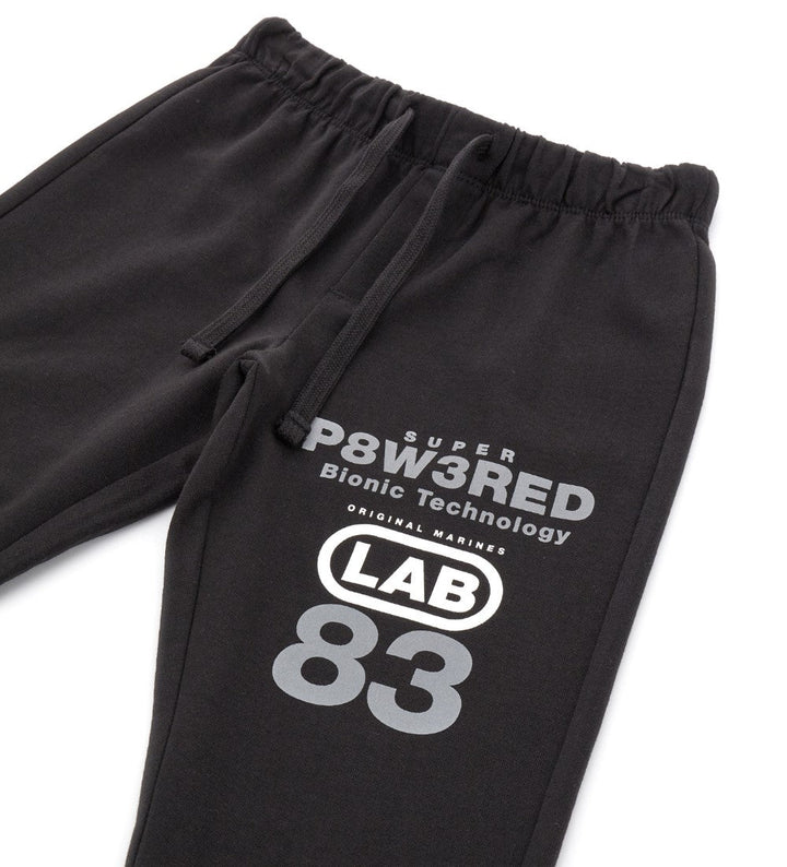 PRINT COTTON FLEECE BOYS BLACK SWEATPANTS - Little Betty