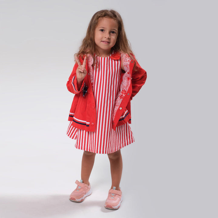 RED FLOWER FUN BOW TODDLER GIRL RAINCOAT - Little Betty