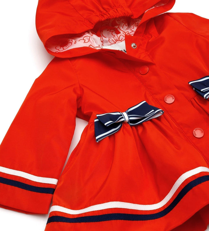 RED FLOWER FUN BOW TODDLER GIRL RAINCOAT - Little Betty