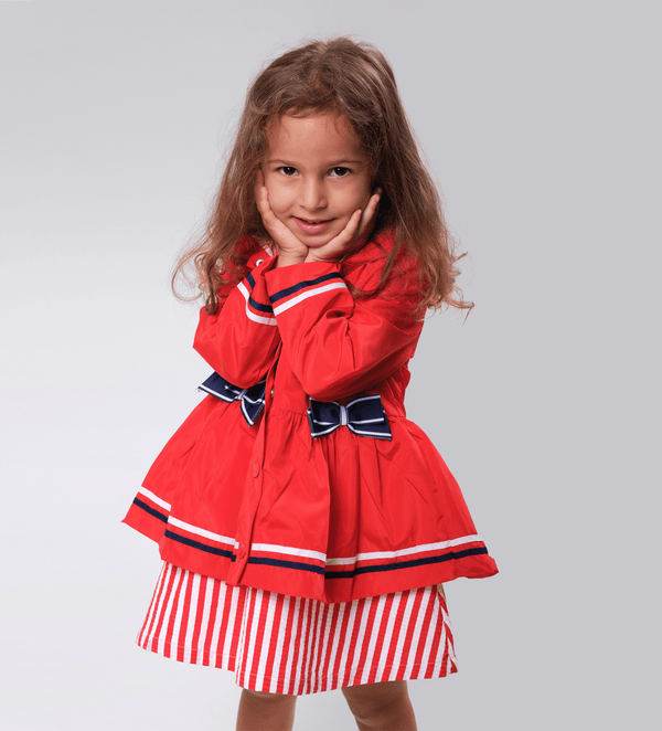 RED FLOWER FUN BOW TODDLER GIRL RAINCOAT - Little Betty